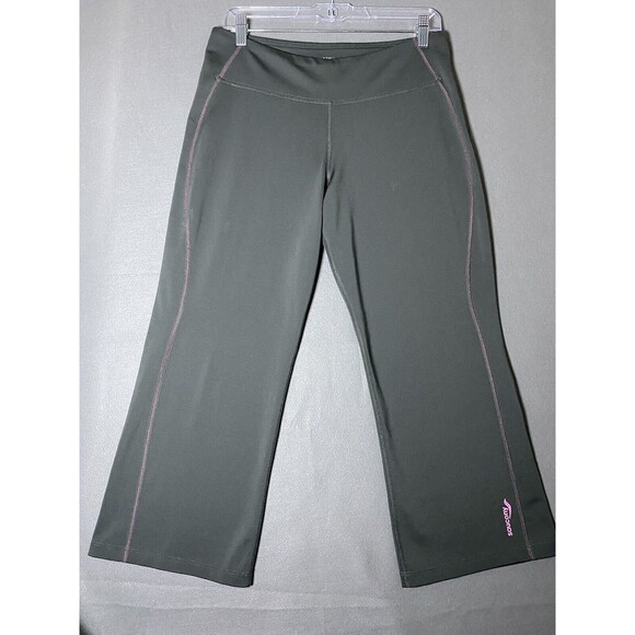 Saucony Cropped Leggings Women's Medium Gray Pink Capri Yoga Running Gym Pants‎ - Picture 1 of 10